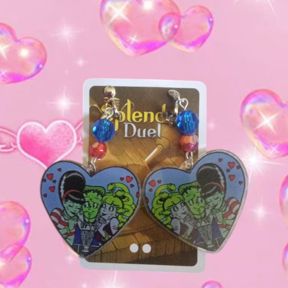 Archie Cartoon Clip On Earrings with Beads